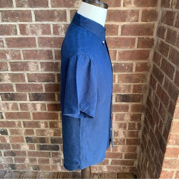 J Crew Shirt M Linen Blue - Picture 6 of 12